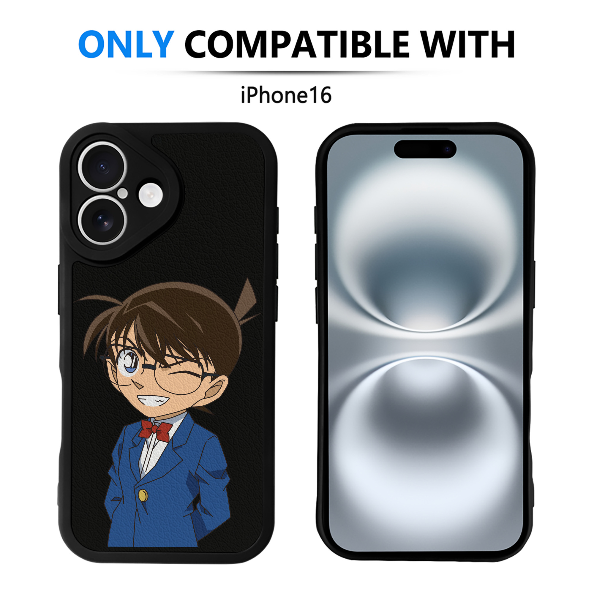 （画像用） 名探偵コナン 江戸川 コナン Detective Conan Conan Edogawa 【iPhone 16シリーズ対応】シリコンスマホケース（レザー調） 材質：シリコン